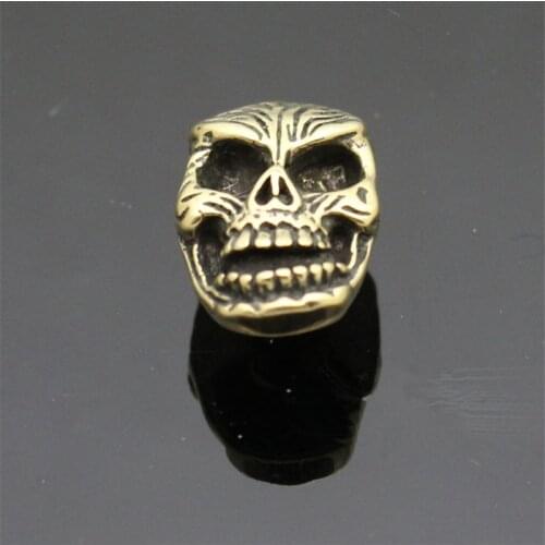 1PC Brass Skull Face Paracord Knife Bead Leather Belt Bracelet Bag Pendant Screw Buckle Paracord DIY Decorative Accessories Tool