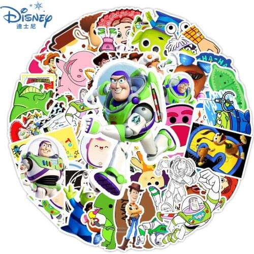 10/53pcs Cartoon Disney Toy Story Stickers Funny Guitar Skateboard Luggage Laptop Bicycle DIY Waterproof Sticker Kid Stikers Toy