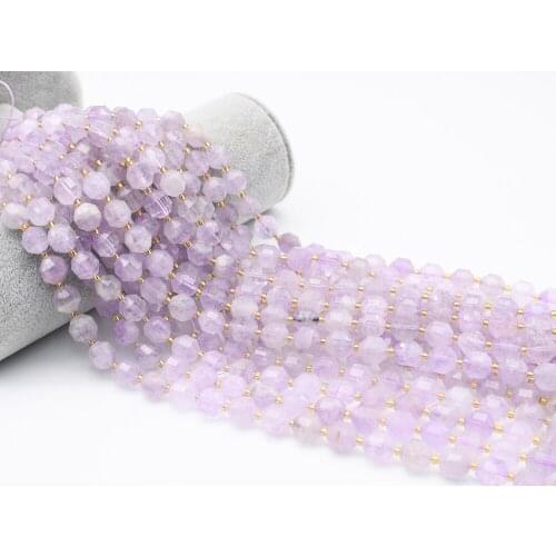 10mm Faceted Cutting Natural Lavender Gem Stone Beads Loose Purple Jades Barrel Beads For Jewelry Making DIY Bracelet Neckla