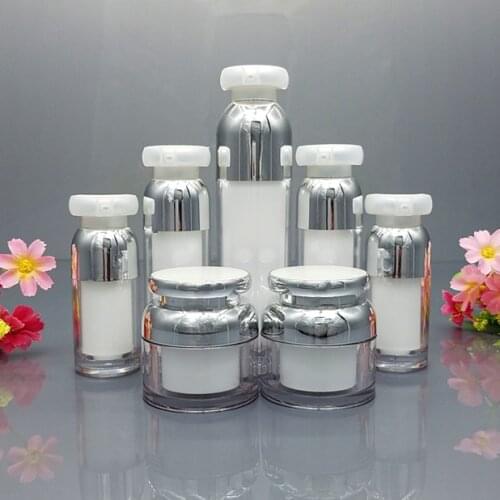 10pcs White Acrylic Cream Bottle Jar Cosmetic Container Face Cream Bottle Jar Acrylic Lotion Pump Bottle 30g 50g 30ml 50ml 15ml