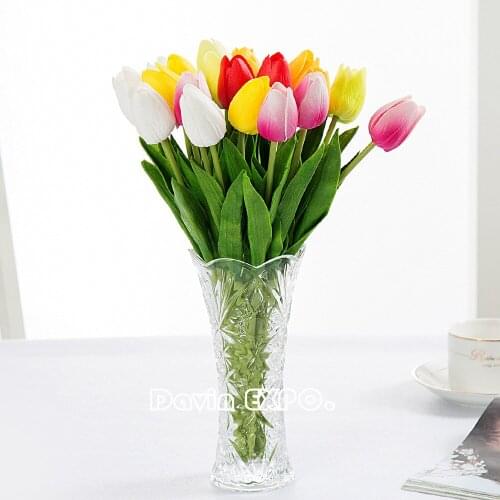 10pcs/lot Tulip Artificial Flower PU Artificial Bouquet Real Touch Flowers Home Wedding Decorative Flowers & Wreaths