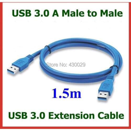 10pcs USB 3.0 Data Cable 5ft 1.5m USB 3.0 A Male to Male Extension Cable OD 6.0mm Blue Color Drop Shipping