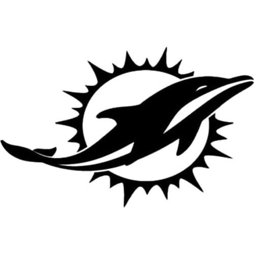 19.5cm*12.4cm Dolphins Logo Fashion Motorcycle Decor Car Sticker Black/Silver N1184