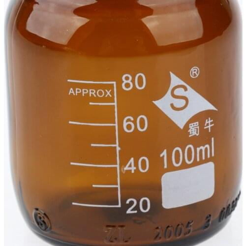 2x Graduated Reagent Bottle 500ml+100ml for Lab with Screw Cover Cap