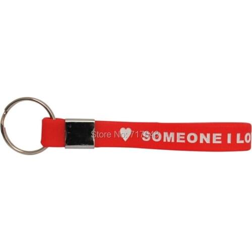 300PCS keyring someone i love has diabetes keychain wristband silicone bracelets free shipping by FEDEX