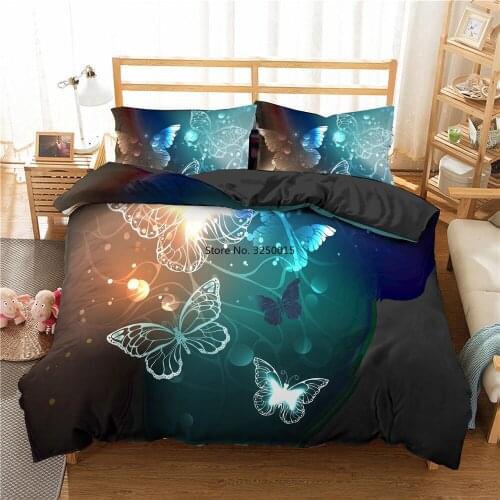 3D Psychedelic Colored Butterflies Bedding Luxury Soft Duvet Cover King Queen Twin Full Comforter with Pillowcases Bedclothes