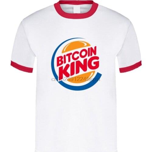 Bitcoin King T Shirt Ringer Funny Burger Tee Btc Coin Crypto Currency Hodl Cotton Printed Man Fashion O-Collar Hipster T Shirt