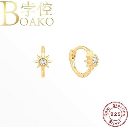 BOAKO Vintage Star Earring For Women 925 Silver Earrings 2020 Fashionable Hoop Earring Jewelry Zircon Pendientes Brincos Aretes