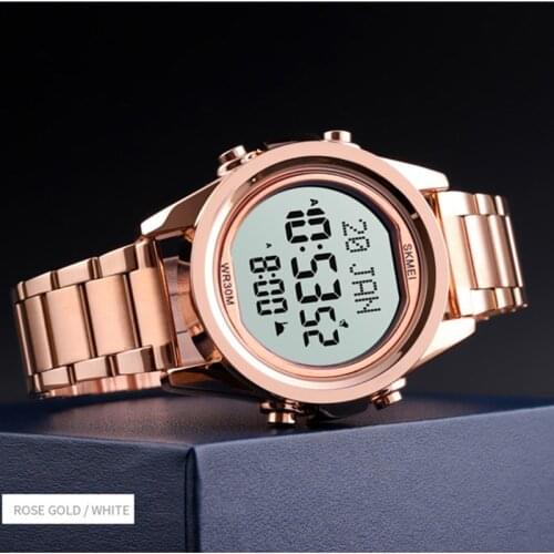 Digital Watch Mens Qibla Time Reminder LED Stainless Steel Watch For Men Electronic Prayer reloj mujer SKMEI 2020 Clocks