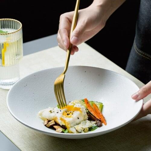 European Style Glazed Ceramic Steak Plate Household Single Frosted Dish Salad Bowl Specialty Restaurant Japanese Tableware