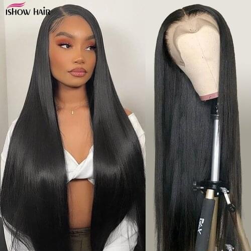 Ishow Hair Straight 360 Lace Frontal Wig 150% Density Lace Frontal Human Hair Wigs Brazilian Straight Human Hair Wigs For Women