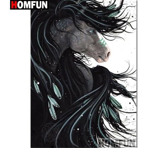 HOMFUN Square Round Drill 5D Diamond Painting Environmental Crafts Full Diamond Embroidery "Animal horse" Home decor A01442