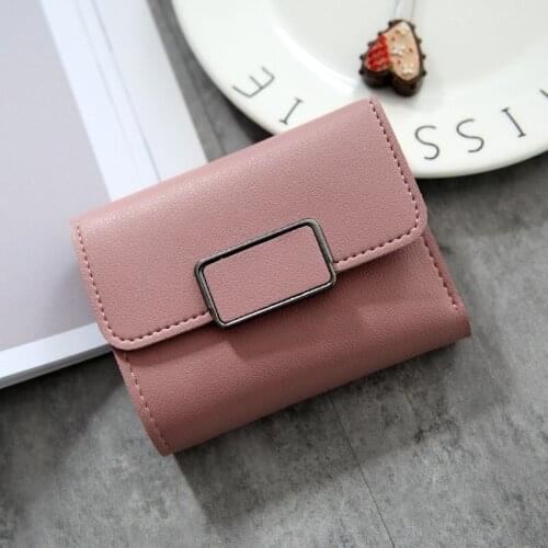 Wallet Female Leather Wallet Mini All-match Students New Casual Solid Wallet Short Simple SquareCute Multi-card Female Wallet