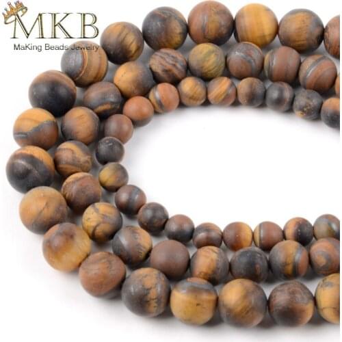 Natural Matte Yellow Tiger eye Stone Round Beads For Jewelry Making 6 8 10 12mm 15inch Spacer Beads Fit Diy Bracelet Accessories