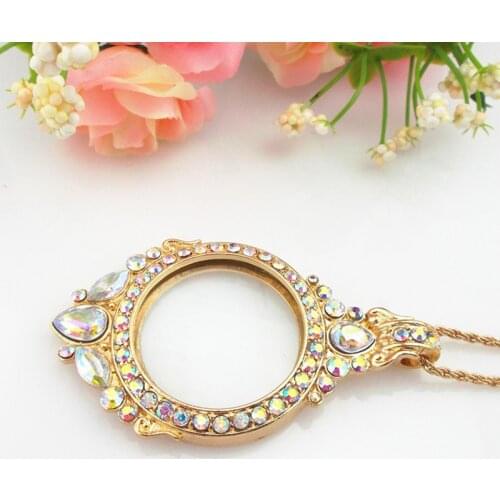 1PC Portable Creative Present Fashion Necklace 3x Reading Magnifier Pendant Necklace Decorative Gift Magnifying Glass Loupe