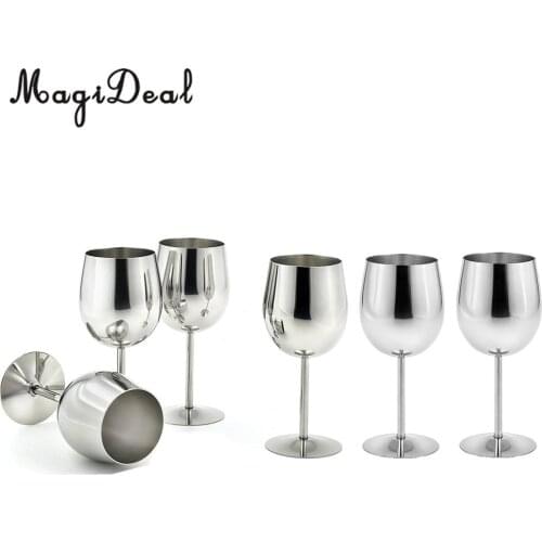 MagiDeal 6 Pieces Stainless Steel Red Wine Glass Champagne Goblet Cup Drinking Mug