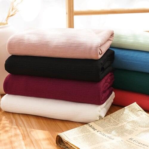 Soft Creap Rib Elasticity Polyester Knitted Fabric By The Yards Ladies Skirt Top Fabric Pants Scarf Sewing Material 90*170cm