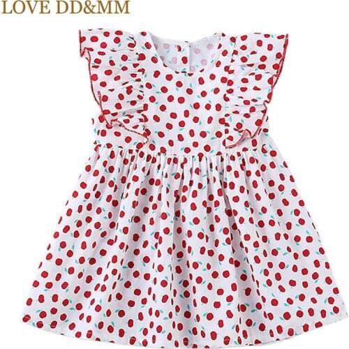 LOVE DD&MM Girls Dresses 2021 Summer New Childrens Wear Girls Sweet Apple Full Printed Flying Sleeve Vest Comfort Dress