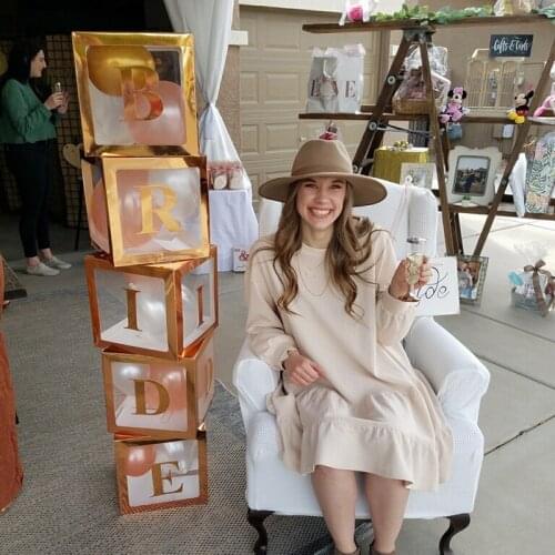 Bride To Be Rose Gold Transparent Box Bridal Baby Shower Decoration Balloon Box Wedding Engagement Bachelorette Party Supplies