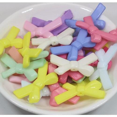 50 Mixed Colour Transparent Acrylic Bowknot Bow Tie Beads 34X20mm