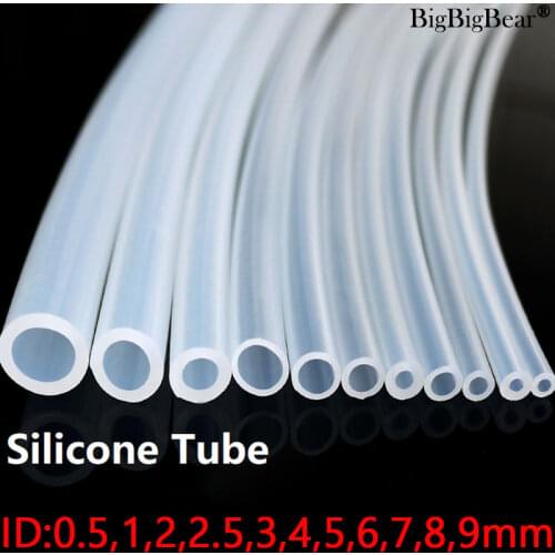 1 Meters Food Grade Clear Transparent Silicone Rubber Hose ID 0.51 2 3 4 5 6 7 8 9 10 mm O.D Flexible Nontoxic Silicone Tube