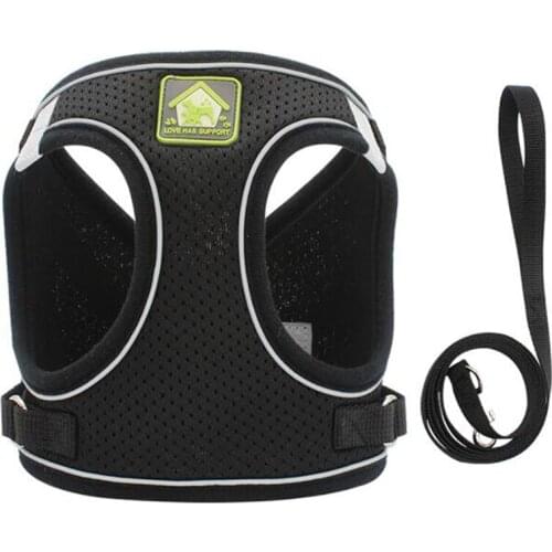 Cat Dog Adjustable Harness Vest Walking Lead Leash For Puppy Dogs Collar Polyester Mesh Harness For Small Medium Dog Cat Pet