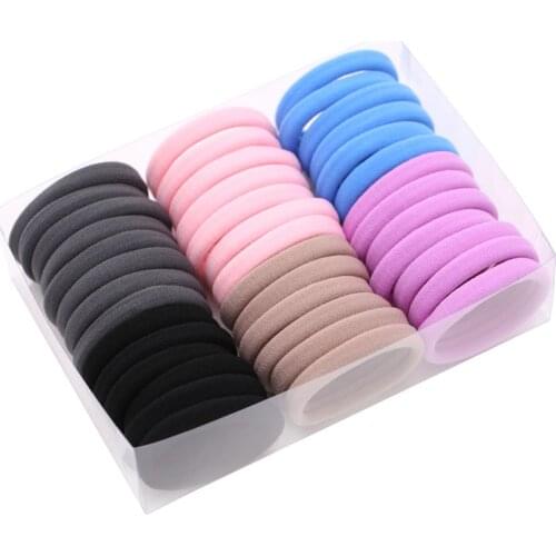 50pcs Elastic Hair Accessories for Women Kids Black Pink Blue Rubber Band Ponytail Holder Gum for Hair Ties Scrunchies Hairband