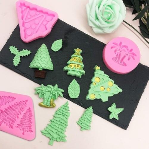 Christmas tree chocolate flip silicone mold cedar cake decoration baking tool drop glue plaster candle mold