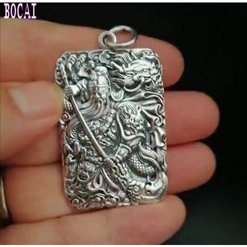 S990 fine silver domineering six words of Guan Gong Guan Yu Guan Erye manufacturers selling silver pendant