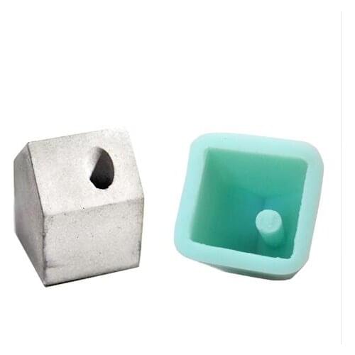 Silicone Mold Concrete Cement Desktop Pen Holder Small House Shape Molds Office Desk Decoration Cement Life Supplies Mould