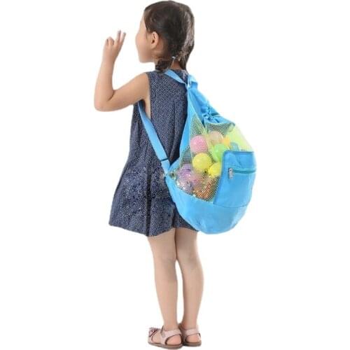 Foldable Beach Toy Bag Sand Away Beach Storage Pouch Tote Mesh Bag Travel Toy Organizer Sundries Net Drawstring Storage Backpack