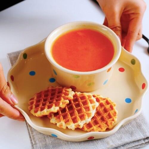 Salad Plate Inlay Dinner Dish Cartoon Pattern Steak Plates Home Hotel Ceramic Pot Food Dishes Tray Pasta Restaurant Dish