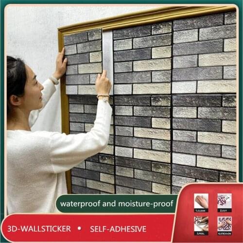 Thick Natural Gray Brick Pattern Background Wallpaper Self Adhesive Waterproof Contact Paper Kitchen Bathroom 3D Wall Stickers