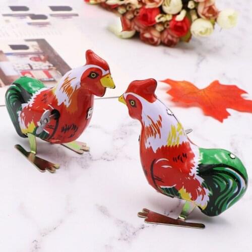 1pc Hot sale Cute Chicken Cock Model Clockwork Toys for Children/Adults New Tin Wind Up Toys Gift