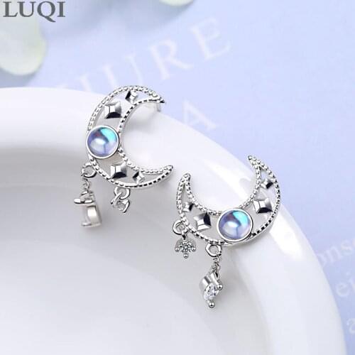 Womens Fashion S925 Silver Plated Platinum Colorful Hollow Xingyue Tassel Zircon Stud Earrings ED843