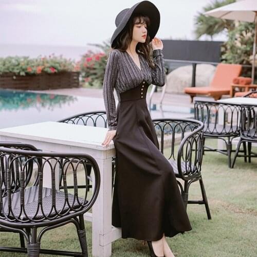 Sexy V Neck Knitted Dress Women Winter Autumn Long Sleeve Party Day Dress With Waist Tie Ladies Ribbed Knitwear