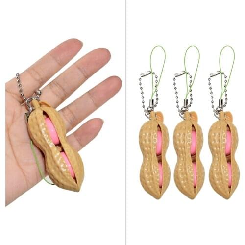 1PC/3 PCS Squeeze Toys Set, Peanut Keychain Squeeze Bean Stress Relief Fun Toys Gift