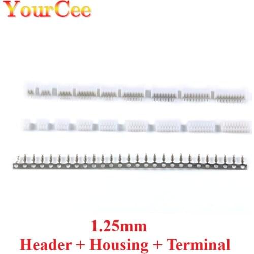 10/20/50 Sets 1.25mm Pitch Connector Micro JST Straight Pin 2/3/4/5/6/7/8/9/10/11P Pin Header + Housing + Terminal 1.25