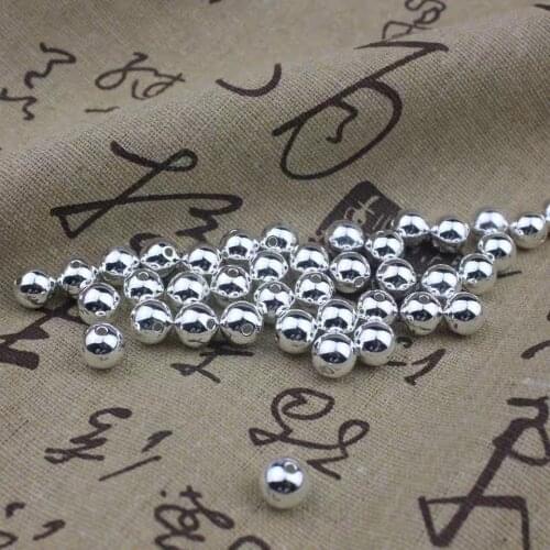 2-12mm Small Hole Real Pure Solid 925 Sterling Silver Beads Jewelry Findings Accessories Round Smooth Bead DIY Bracelet Necklace