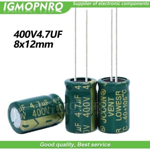 20PCS 400V4.7UF 8*12mm igmopnrq Aluminum electrolytic capacitor high frequent low impedance 8x12mm