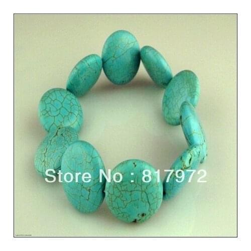 5pcs New fashion green round stone howlite bead chunky bangle bracelet elasticity aadjustable party gift charm