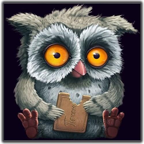 5D Diy Diamond Painting Cross Stitch Eat Chocolate Owl Needlework 3D Diamond Embroidery Full Square Mosaic Decoration Resin Kits