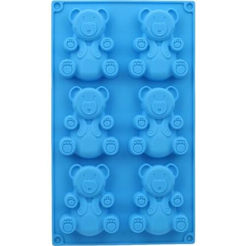 6 even bear cartoon baking molds homemade cake chocolate silicone mold handmade biscuit muffin soap DIY tool
