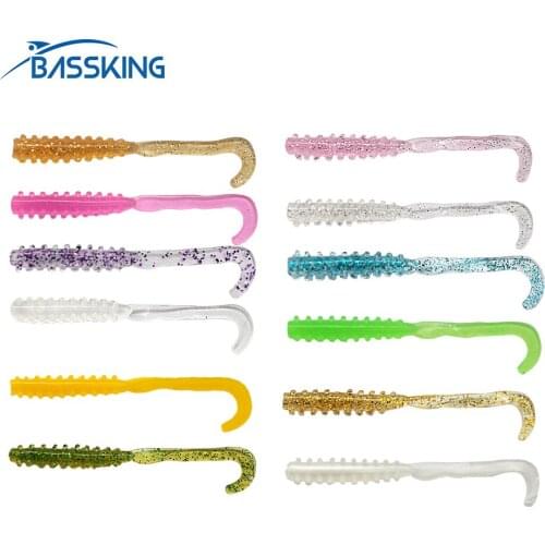 BASSKING 12Pcs Rockfish Soft Bait 5cm 0.4g Worm Bait Small Fishing Lure Silicone Bait Isca Artificial Bait Pesca Trout Leurre