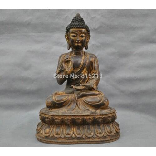 Bi0011735 16'' China Tibetan Buddhism Sakyamuni Buddha Bronze Statue