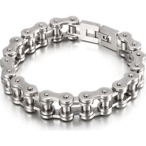 Solid Stainless Titanium Steel Mens Bracelet Bicycle Motorcycle Chain Man Bracelets Male On Hand Armband For Men Big Size 25CM