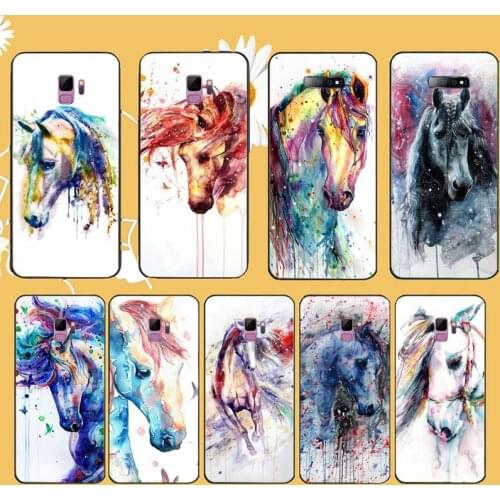 Watercolor Horse Oil Painting Ar Phone Case For Samsung galaxy S 7 8 9 10 20 edge A 6 10 20 30 50 51 70 note 10 plus