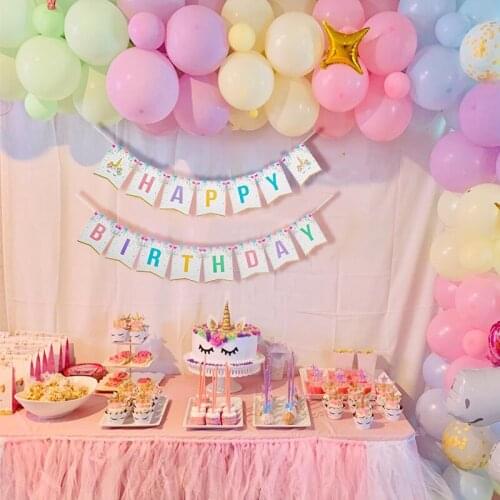 Unicorn Disposable Tableware Number Balloon Birthday Decor Cup Plates Tablecloth Napkin Banner Baby Shower Party Wedding Supplie