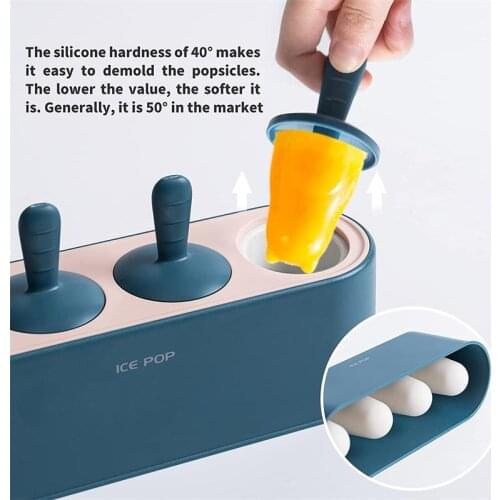 Ice Cream Mold Home Ice Cream Mold Popsicle Diy Tool Silicone 4-hole Popsicle Box Children Dessert Ice Cream Maker Kitchen Tools