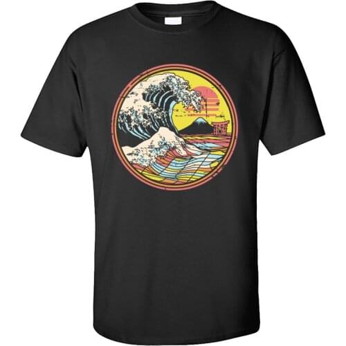 Hip hop Man T-Shirts Great Retro Circle Wave Kanagawa Summer Autumn Tops T Shirt New Arrival Crewneck 100% Cotton TShirt
